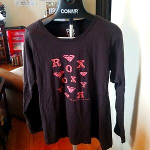 Roxy Black Long Sleeve Tee with Pink Accents XL
